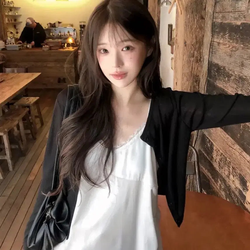 [BUNJANG] Ably Summer Ribbed Cardigan Round Neck / 에이블리 여름 골지 가디건 라운드넥