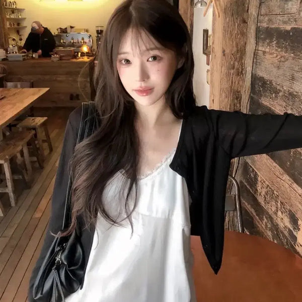 [BUNJANG] Ably Summer Ribbed Cardigan Round Neck / 에이블리 여름 골지 가디건 라운드넥