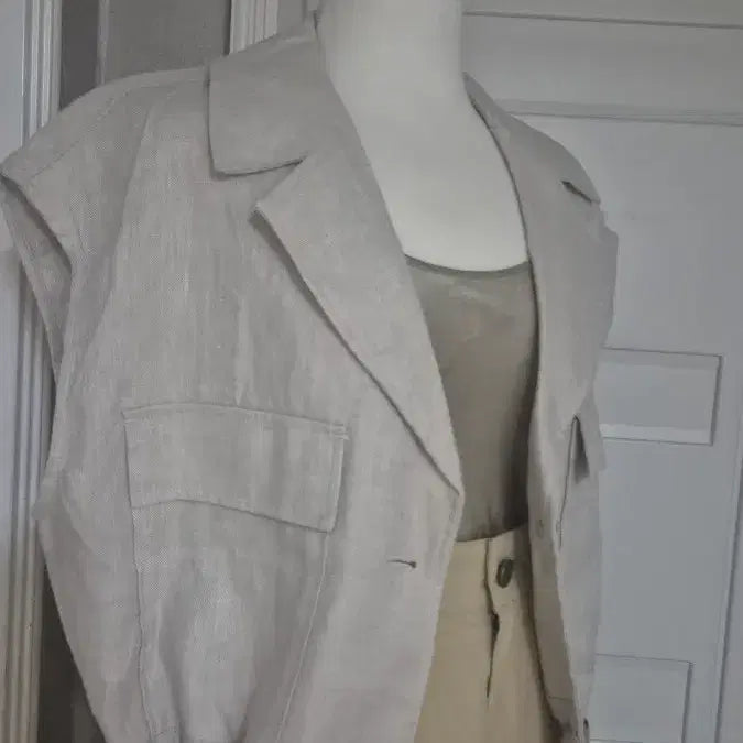 [BUNJANG] LBL Linen Short-Sleeve Jacket Beige M / LBL 린넨 반팔 자켓 M (90-160)새옷