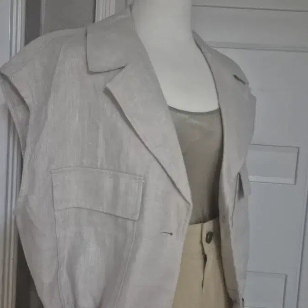 [BUNJANG] LBL Linen Short-Sleeve Jacket Beige M / LBL 린넨 반팔 자켓 M (90-160)새옷