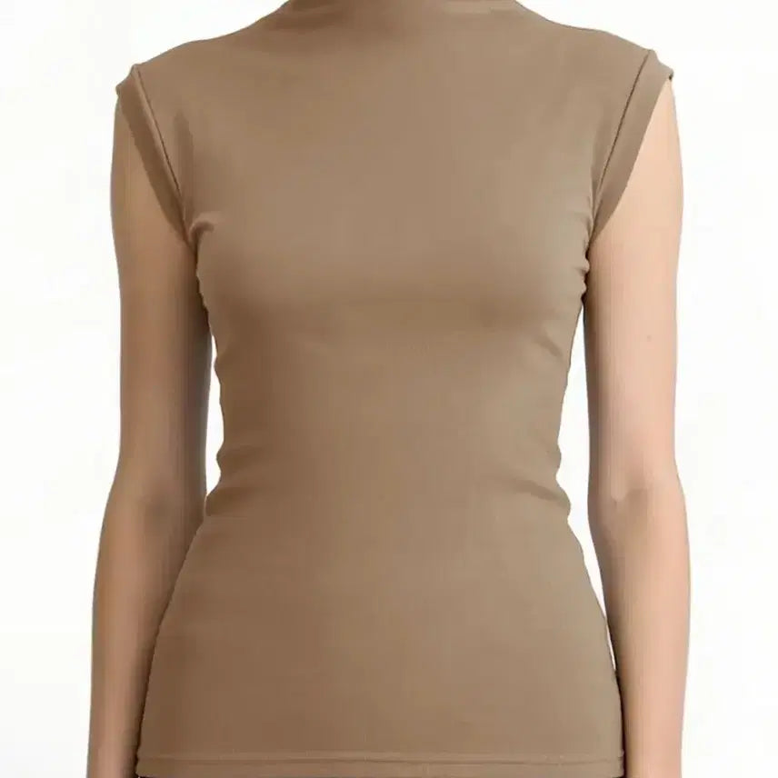 [BUNJANG] Beige Sleeveless Turtleneck Top / 세일!베이지 민소매 터틀넥
