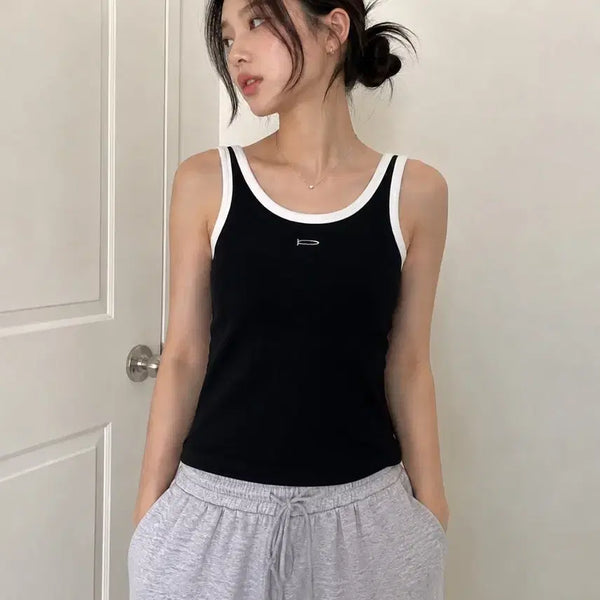 [BUNJANG] Built-in Bra Camisole Top / 블랙 캡내장 나시탑