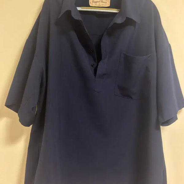 [BUNJANG] Rugged House Light Wind Semi-Open Oversized Short Sleeve Shirt Navy / 러기드하우스  라이트 윈드 반오픈 오버핏 반팔 셔츠 네이비  옵션 네이비4XL~5XL(2)