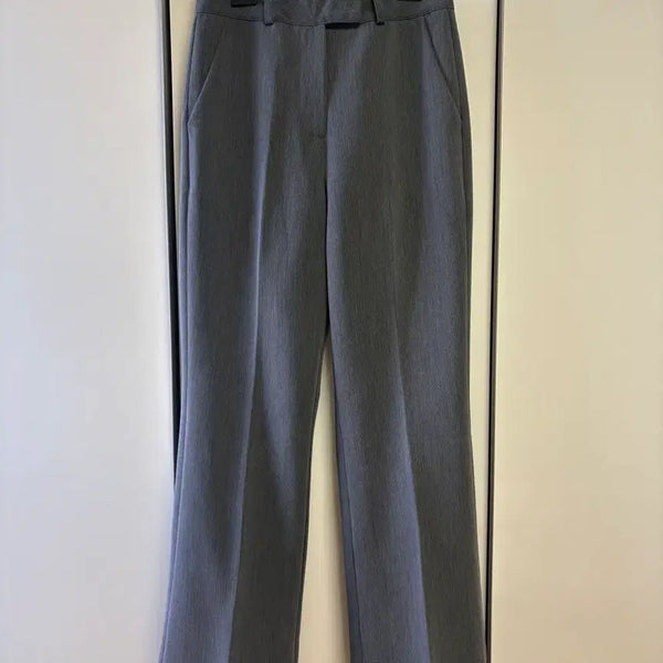 [BUNJANG] Women's High-Waist Semi-Wide Grey Slacks / 여성 하이웨스트 세미와이드 그레이 슬랙스