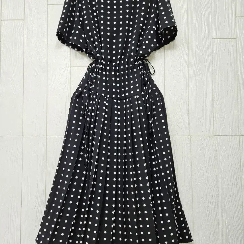 [BUNJANG] Plus Size Dot Pleats String Dress / 빅사이즈 도트플리츠 스트링원피스