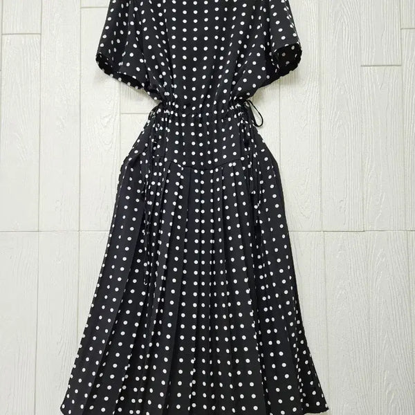 [BUNJANG] Plus Size Dot Pleats String Dress / 빅사이즈 도트플리츠 스트링원피스