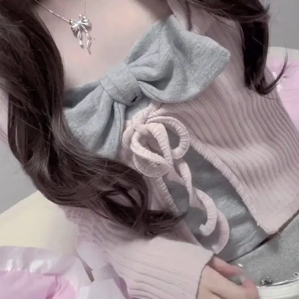 [BUNJANG] Snug Ribbed Sleeveless Top Knit Cardigan Set / 스너그 리본 나시 탑, 니트 가디건 세트