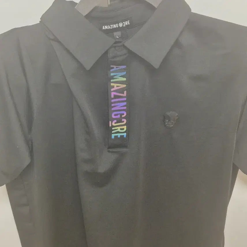 [BUNJANG] Amazingcore Black Short Sleeve Polo Shirt / 어메이징코어 블랙 반팔 카라티