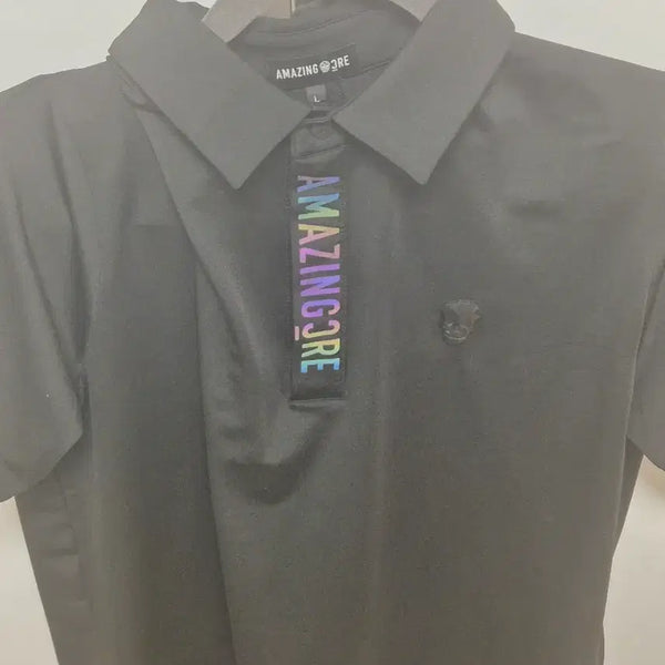 [BUNJANG] Amazingcore Black Short Sleeve Polo Shirt / 어메이징코어 블랙 반팔 카라티