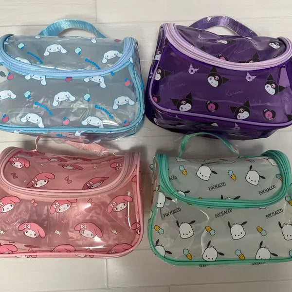 [BUNJANG] Sanrio PVC Handle Pouch (Various Characters) / 산리오 pvc 핸들 파우치 새상품(마이멜로디,쿠로미,시나몬롤,포차코)