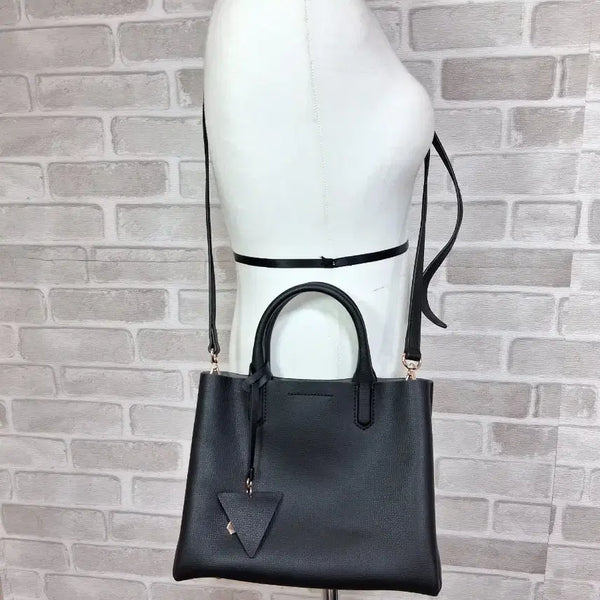 [BUNJANG] VINCIS Leather Tote Shoulder Bag / 빈치스 VINCIS 소가죽 블랙 토트백 숄더백