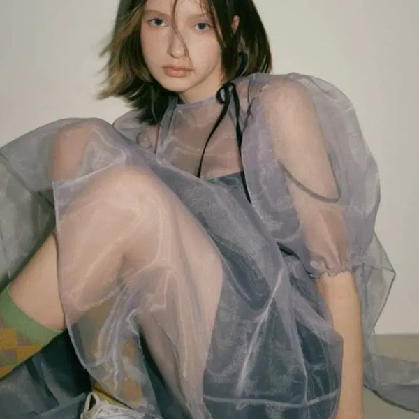 [BUNJANG] Overdue Flare Organza Layered Dress / 오버듀플레어 오간자 레이어드 원피스