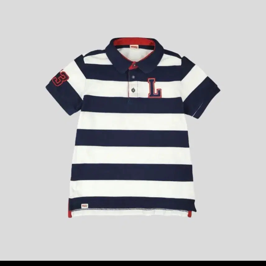 [BUNJANG] Levi's Navy White Red Color Block Logo Patch Number 53 Polo T-Shirt / 리바이스 네이비 화이트 레드 배색 로고패치 넘버53 카라넥 반팔 티셔츠