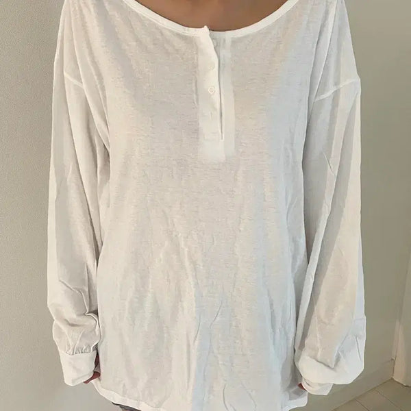[BUNJANG] White Long Sleeve T-Shirt / 긴팔 티셔츠 흰색