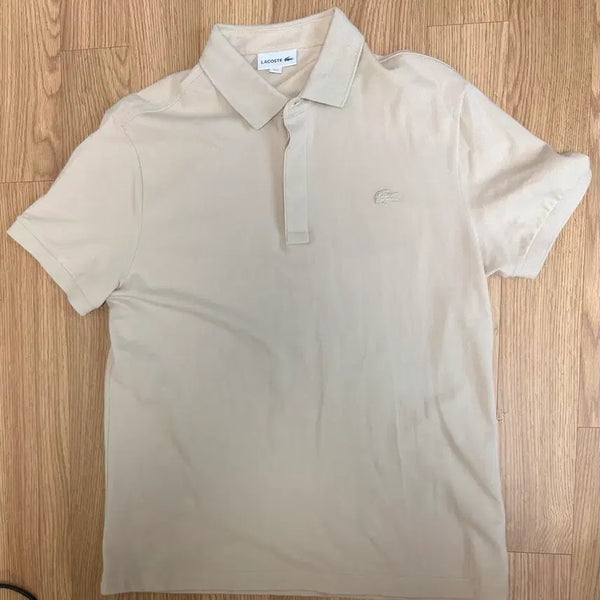 [BUNJANG] Lacoste Beige Knit Polo Shirt FR5 / 라코스테 베이지 니트 폴로 (카라티) FR5