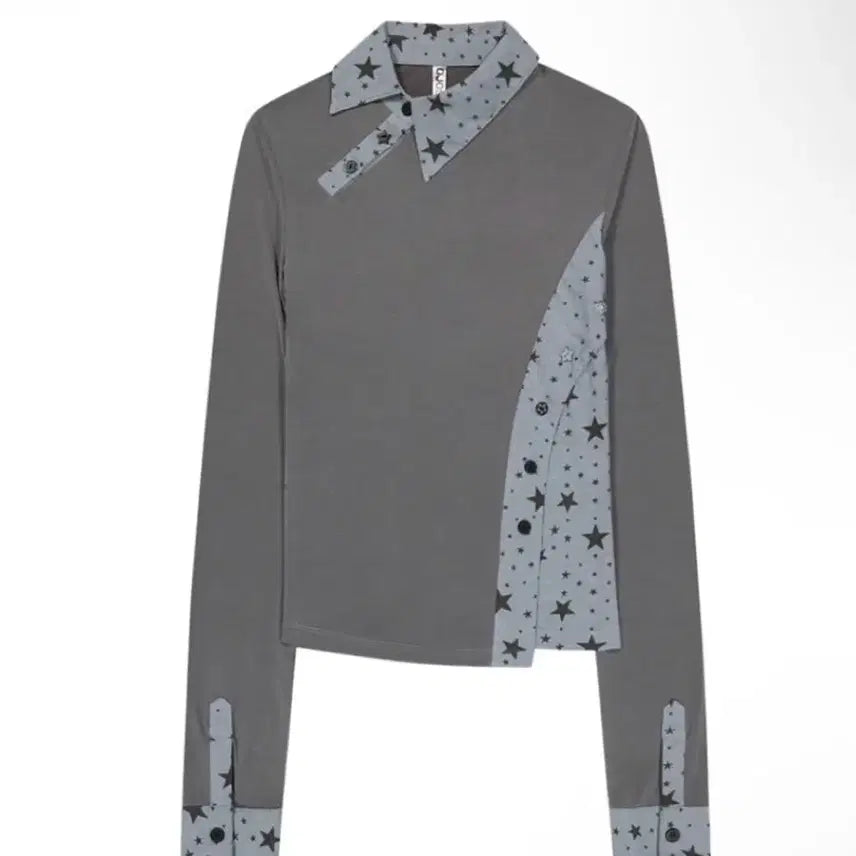[BUNJANG] OHOS Star Cut Jersey Collar T-Shirt Mint Grey Size 2 / 오호스 스타컷 져지 카라 티셔츠 민트그레이 2사이즈