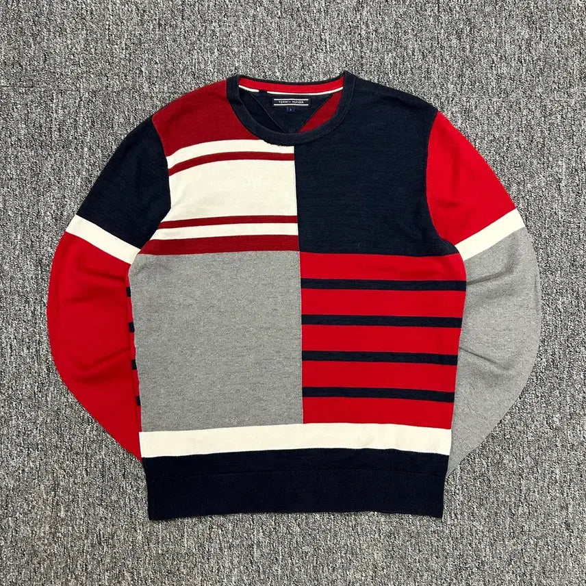 [BUNJANG] Tommy Hilfiger Multicolor Stripe Knit L / 타미힐피거 멀티컬러 스트라이프 니트 L