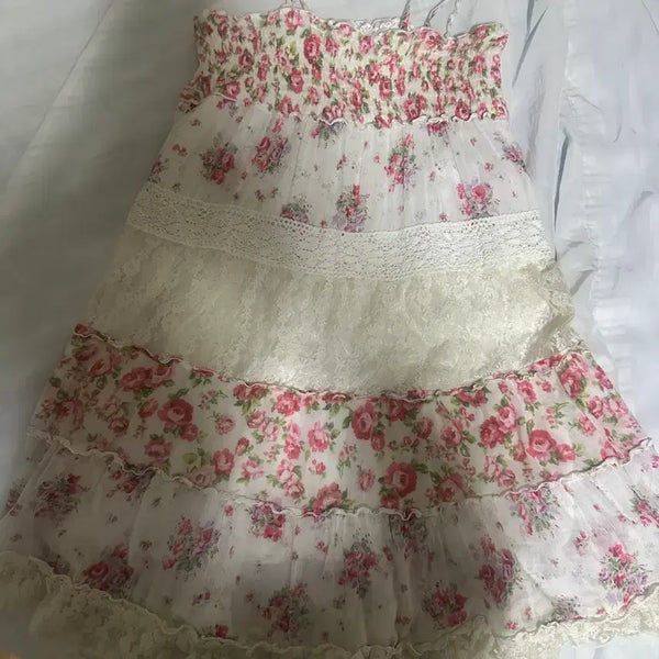 [BUNJANG] Mengmul Vintage Flower Pattern Patch Dress / 맹물빈티지 플라워패턴 패치원피스