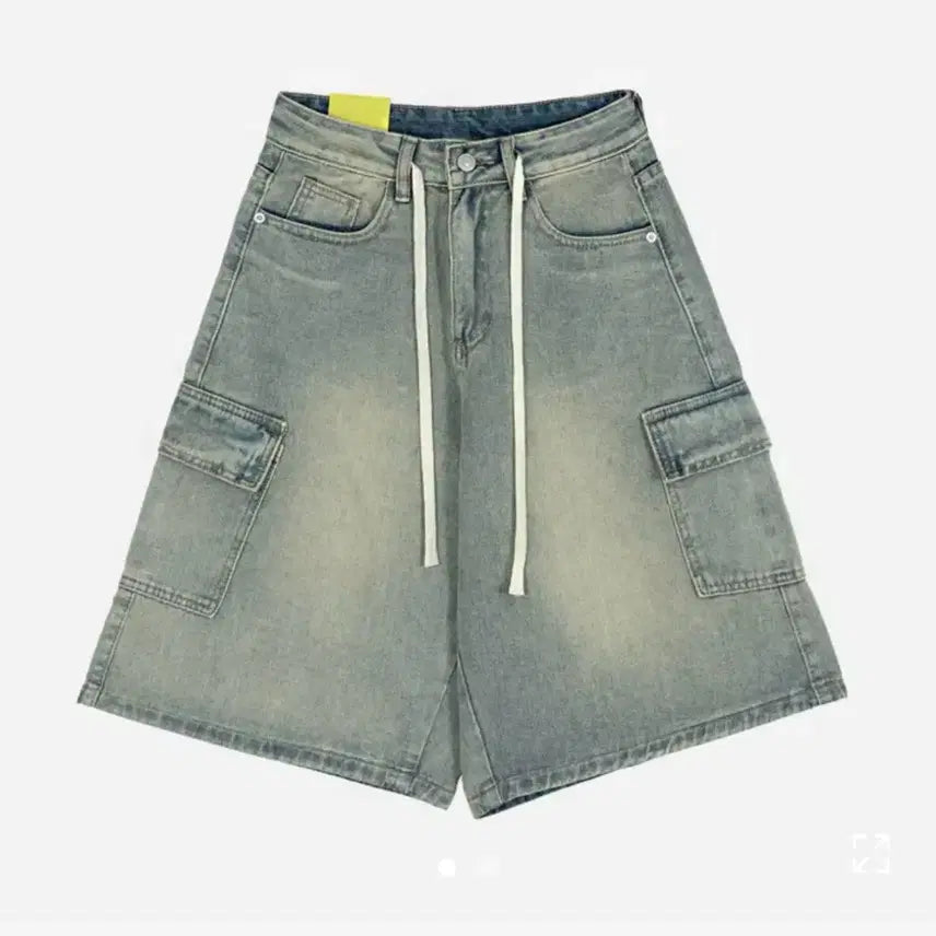 [BUNJANG] Strap Bermuda Washed Denim Pants / 스트랩 버뮤다 워싱 데님팬츠