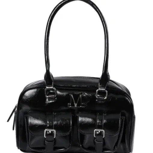 [BUNJANG] MUSEENT Enamel Pocket Shoulder Bag Black / 무센트 에나멜 포켓 숄더백 핸드백 블랙 교신