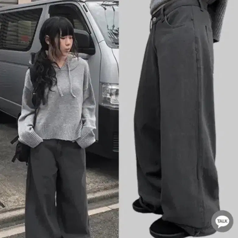 [BUNJANG] Anymore Back Buckle Wide Pants (L) / 애니원모어 백 비조 와이드 팬츠