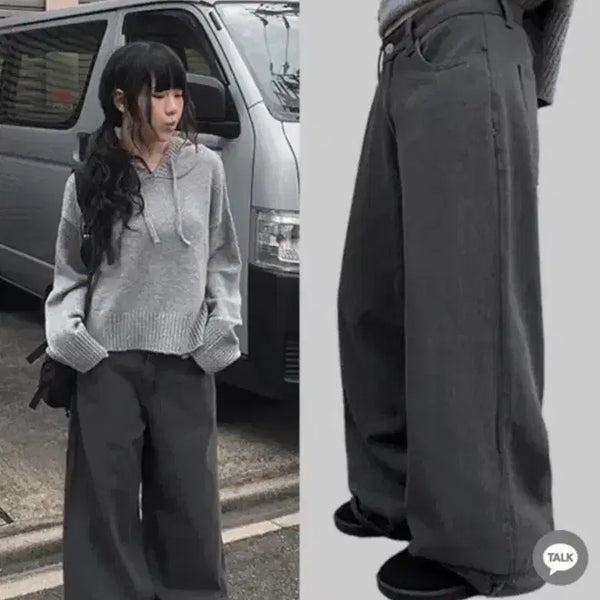 [BUNJANG] Anymore Back Buckle Wide Pants (L) / 애니원모어 백 비조 와이드 팬츠