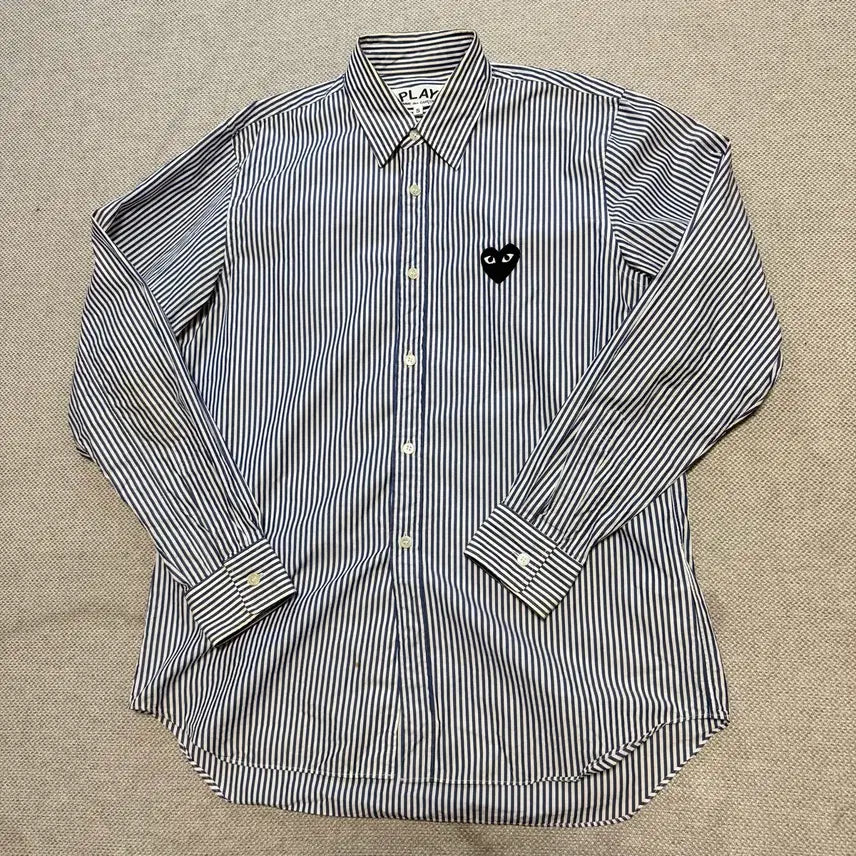 [BUNJANG] Comme des Garçons Black Appliqué Striped Shirt / 꼼데가르송 블랙와펜 스트라이프 셔츠