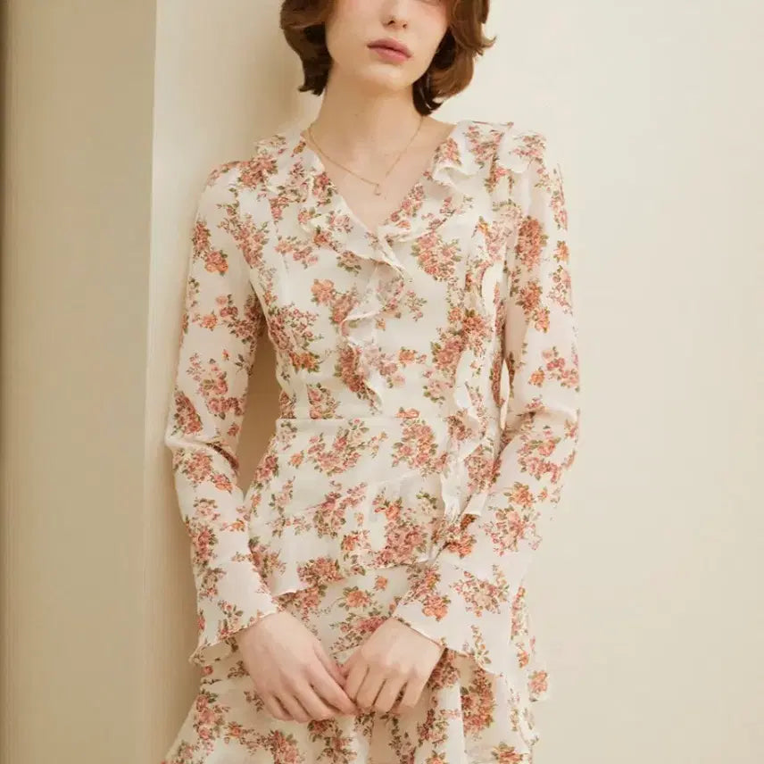 [BUNJANG] O.A.L Flower Ruffle Mini Dress - Size S / 오앨 오엘 플라워 러플 원피스 s