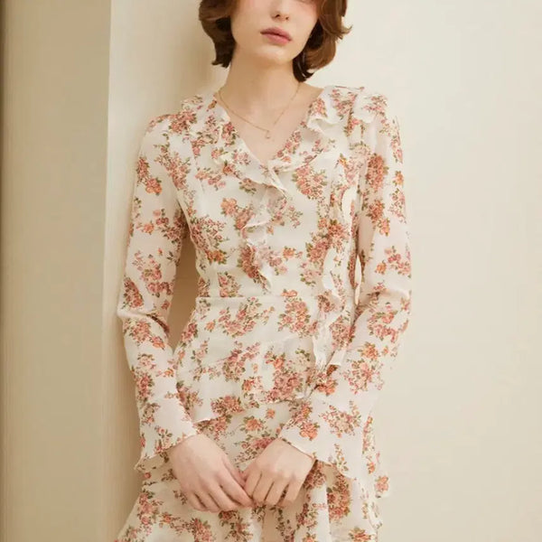 [BUNJANG] O.A.L Flower Ruffle Mini Dress - Size S / 오앨 오엘 플라워 러플 원피스 s