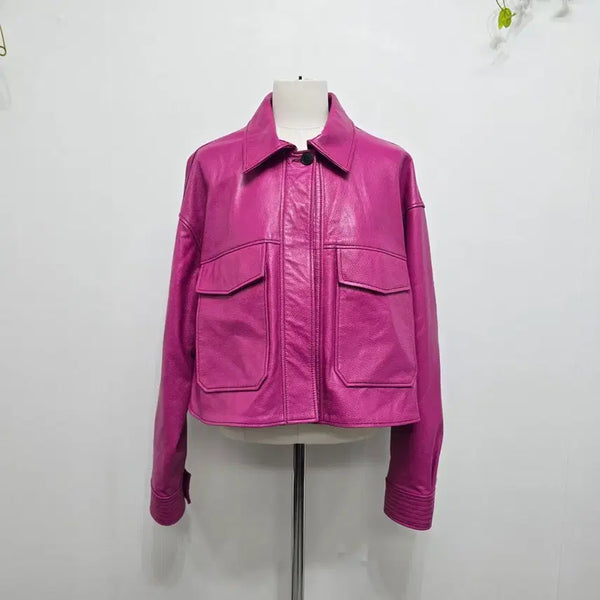 [BUNJANG] LA KOSMO Crop Leather Jacket / 라 코스모 LA KOSMO 크롭  레더자켓