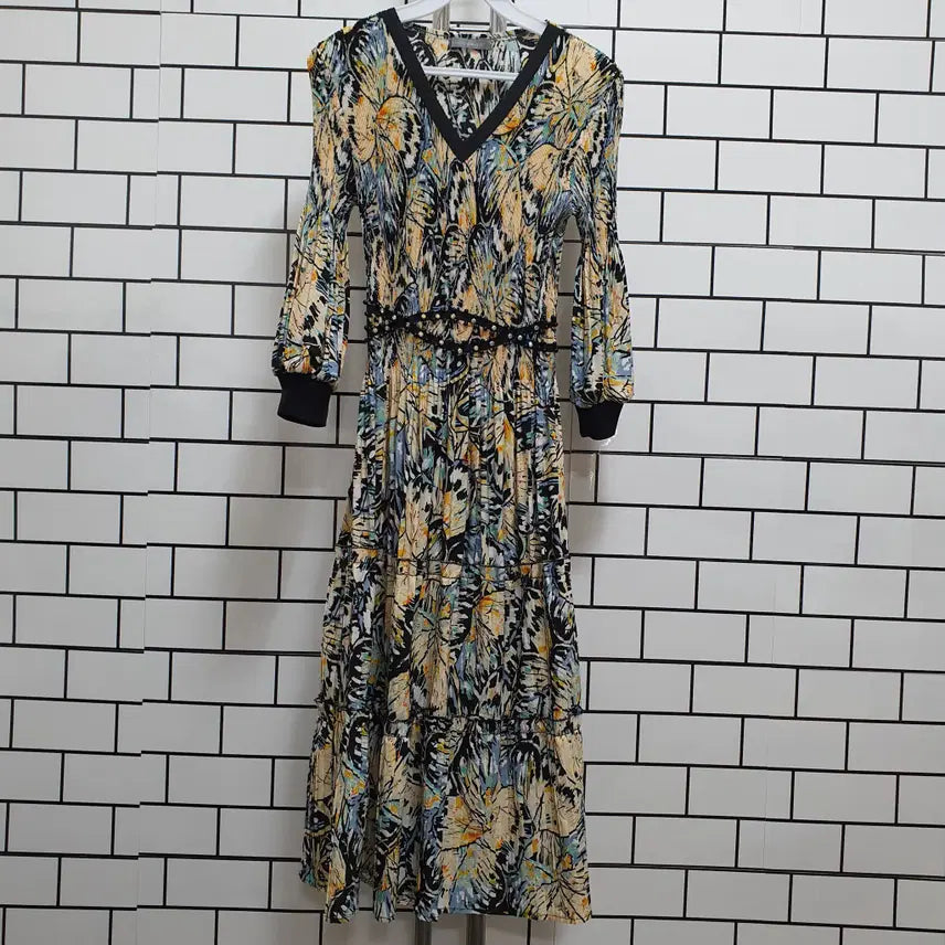 [BUNJANG] Pleated Long Sleeve Maxi Dress / 노-86 플리츠 긴팔 롱원피스