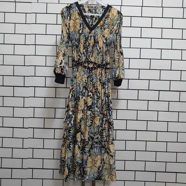 [BUNJANG] Pleated Long Sleeve Maxi Dress / 노-86 플리츠 긴팔 롱원피스