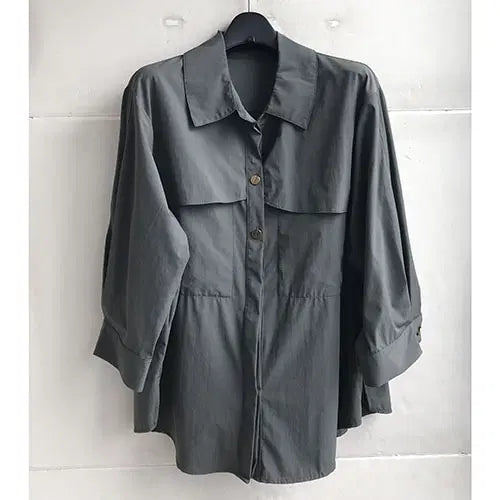 [BUNJANG] Melody Garden 8-Sleeve Blouse - Khaki / 멜로디가든 - 77/새거수준