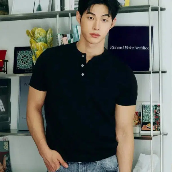 [BUNJANG] Leear Musfit Henly Neck Knit Black L / 르아르 머스핏 헨리넥 니트 L