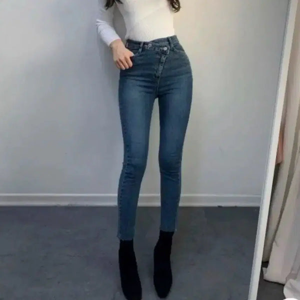 [BUNJANG] Unique Design Skinny Jeans (New) / 진청바지 (새옷)