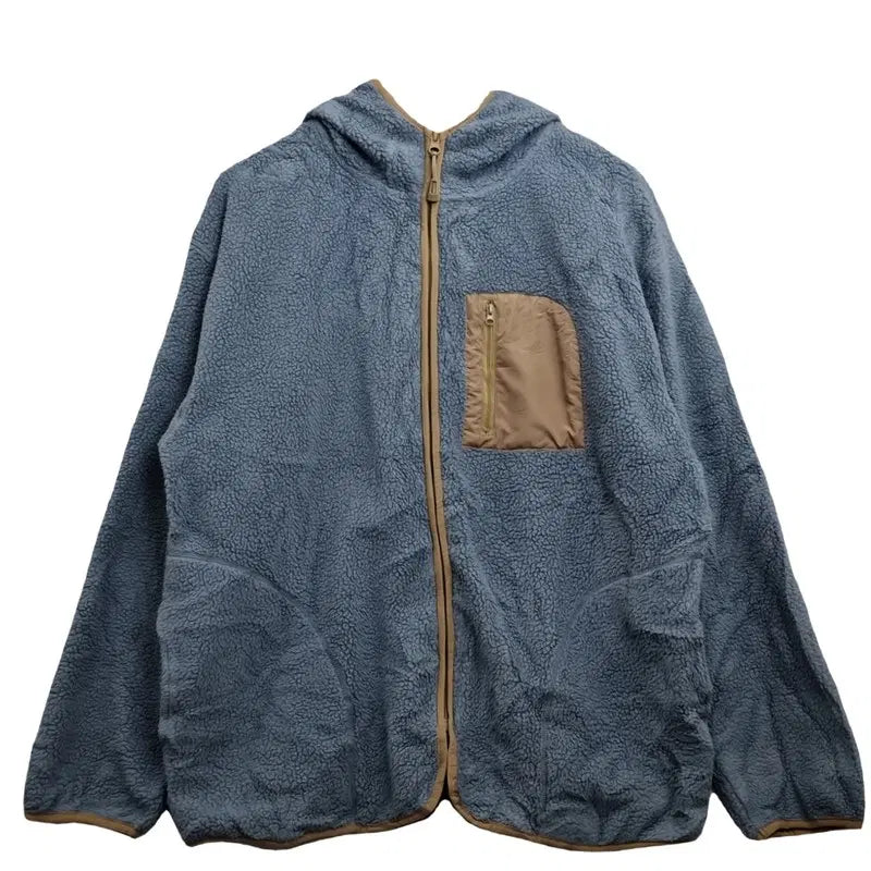 [BUNJANG] Blue Fleece Zip-Up Hoodie Jacket - Polyester 100% / JPN 블루 플리스 후드 집업 [M] 폴리에스터 100% 후리스 후드자켓