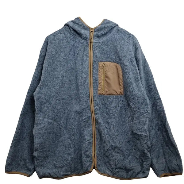 [BUNJANG] Blue Fleece Zip-Up Hoodie Jacket - Polyester 100% / JPN 블루 플리스 후드 집업 [M] 폴리에스터 100% 후리스 후드자켓