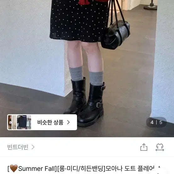 [BUNJANG] VINTAGE THE BLANCDOT Dot Flare Midi Skirt / 빈트더빈 도트 플레어 미디 스커트