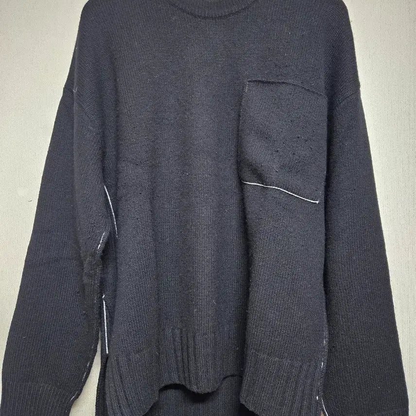 [BUNJANG] Solid Homme Black Asymmetrical Cut Knit / 솔리드옴므 블랙 절개 니트 판매합니다.