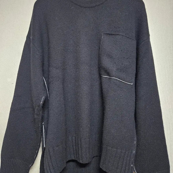 [BUNJANG] Solid Homme Black Asymmetrical Cut Knit / 솔리드옴므 블랙 절개 니트 판매합니다.