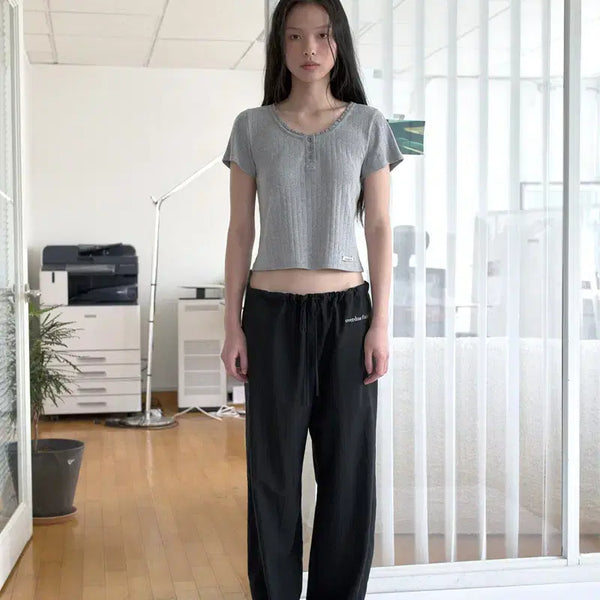 [BUNJANG] Overdue Flare Cotton Sheer Pants Black / 오버듀플레어 COTTON SHEER PANTS_BLACK