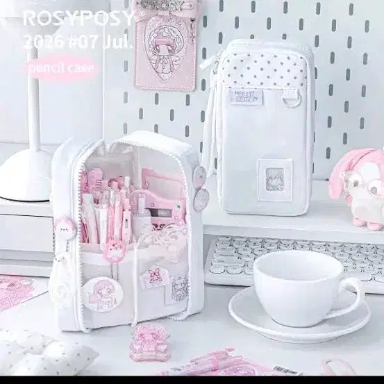 [BUNJANG] RosyPosy Large Capacity Double-Sided Pencil Case White / [새상품] RosyPosy 로지포지 대용량 양면 수납 필통 펜케이스 화이트