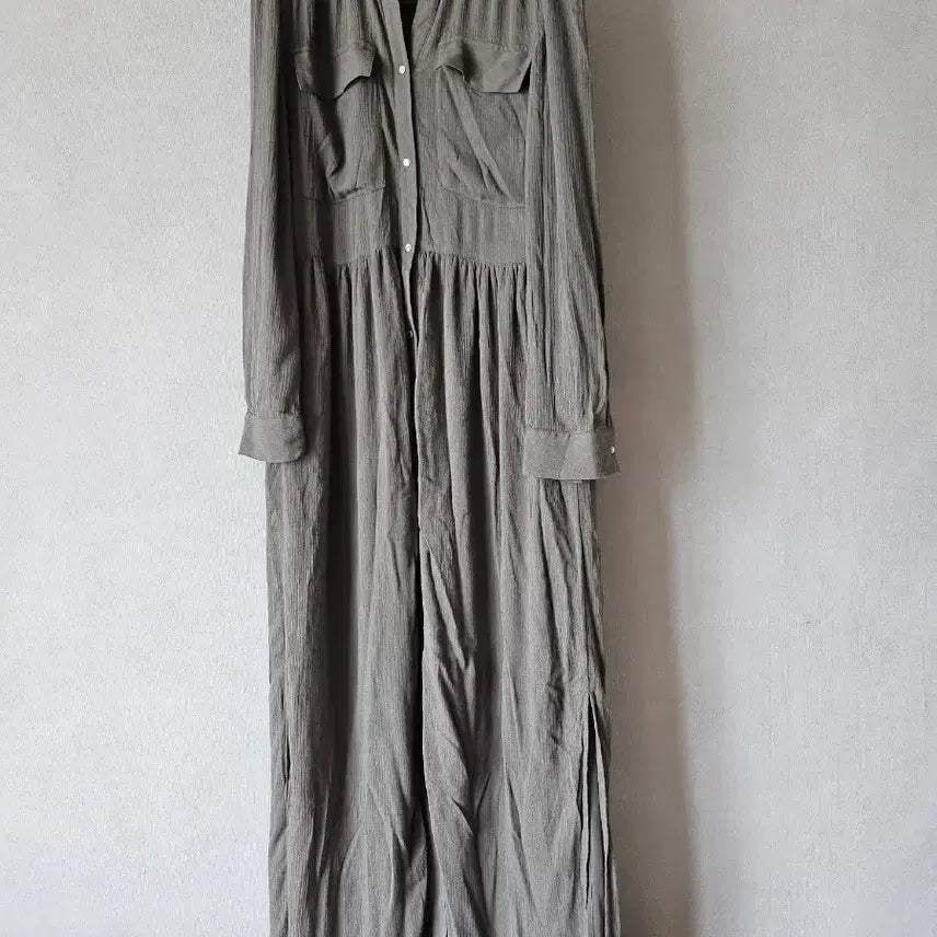 [BUNJANG] Bernice Shirred Long Dress / 베르니스)셔츠형 트임 롱 원피스