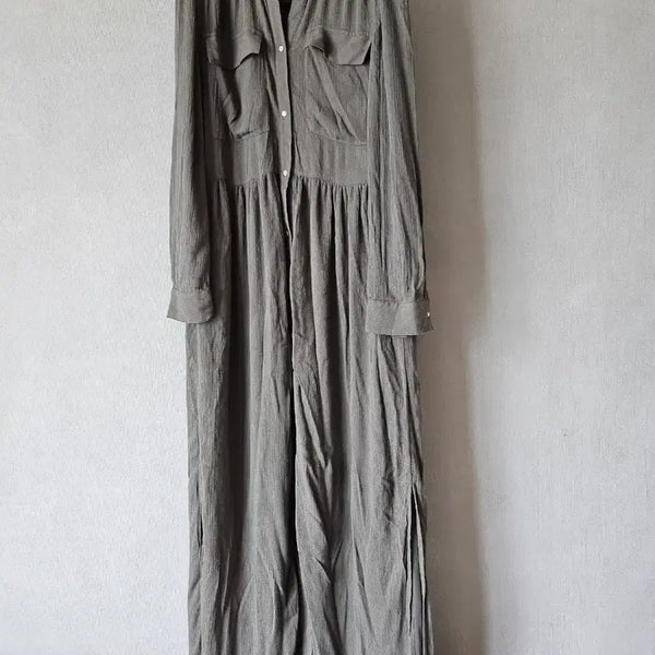 [BUNJANG] Bernice Shirred Long Dress / 베르니스)셔츠형 트임 롱 원피스