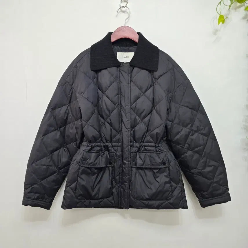 [BUNJANG] Hacie Cashmere Colorblock Quilted Jacket Black / HACIE 하시에  캐시미어 배색  퀼팅 자켓 블랙