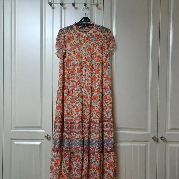 [BUNJANG] Thursday Island Flower Chiffon Long Dress S / 써스데이아일랜드 플라워 시폰 롱원피스 S