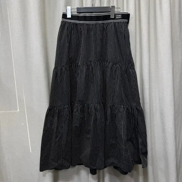 [BUNJANG] Lucky Chouette Striped Tiered Maxi Skirt / 럭키슈에뜨 스트라이프 캉캉 롱 스커트 38