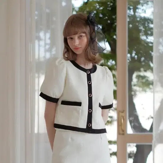 [BUNJANG] Urban Dress Ivory Short Tweed Jacket / 어반드레스 아이보리 숏자켓