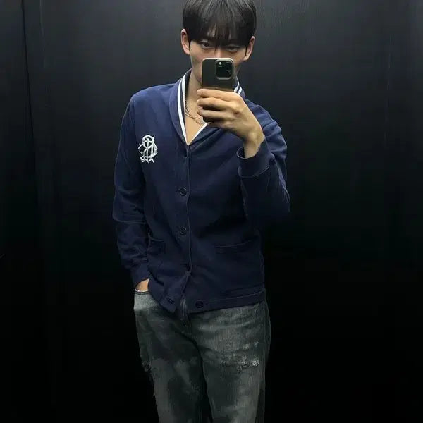 [BUNJANG] Polo Ralph Lauren Rugby Patch Shawl Collar Cardigan / 폴로 랄프로렌 RL 럭비 와펜 숄카라 가디건 s12412