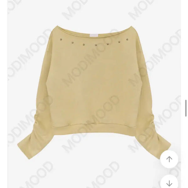 [BUNJANG] Modimood Puff Sleeve Star Off Sweatshirt - Yellow / 모디무드 소매셔링 스타 오프 맨투맨 -노랑